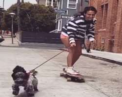 She loves skateboarding and having a walk with her dog in her free time.